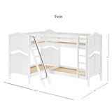 QUATTRO WC : Multiple Bunk Beds Twin High Corner Bunk Bed with Angled and Straight Ladder, Curve, White