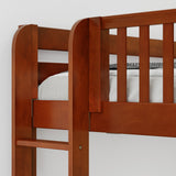 QUATTRO XL 1 CP : Multiple Bunk Beds Twin XL High Corner Bunk with Straight Ladders on Ends, Panel, Chestnut