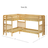 QUATTRO XL 1 NS : Multiple Bunk Beds Twin XL High Corner Bunk with Straight Ladders on Ends, Slat, Natural
