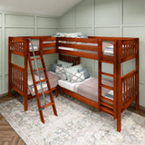 QUATTRO XL CS : Multiple Bunk Beds Twin XL High Corner Bunk Bed, Slat, Chestnut