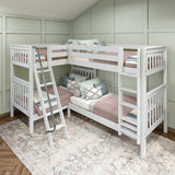 QUATTRO XL WS : Multiple Bunk Beds Twin XL High Corner Bunk Bed, Slat, White