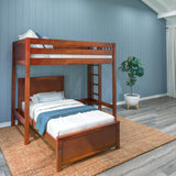 SLAM4 CP : Standard Loft Beds Twin High Loft Bed with Straight Ladder on End + Twin Bed, Panel, Chestnut