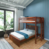 SLAM5 CS : Standard Loft Beds Twin High Loft Bed with Straight Ladder on End + Full Bed, Slat, Chestnut