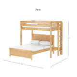 SLAM5 NP : Standard Loft Beds Twin High Loft Bed with Straight Ladder on End + Full Bed, Panel, Natural