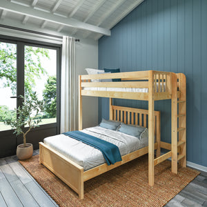 SLAM5 CP : Standard Loft Beds Twin High Loft Bed with Straight Ladder on End + Full Bed, Panel, Chestnut