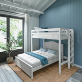 SLAM5 WC : Standard Loft Beds Twin High Loft Bed with Straight Ladder on End + Full Bed, Curved, White