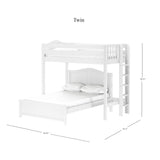 SLAM5 WC : Standard Loft Beds Twin High Loft Bed with Straight Ladder on End + Full Bed, Curved, White