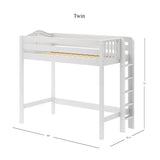 SLAM WC : Standard Loft Beds Twin High Loft Bed, Curved, White