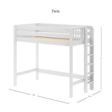 SLAM WP : Standard Loft Beds Twin High Loft Bed, Panel, White