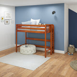 SLAM XL CP : Standard Loft Beds Twin XL High Loft Bed with Straight Ladder on End, Panel, Chestnut