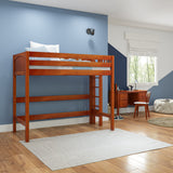 SLAM XL CP : Standard Loft Beds Twin XL High Loft Bed with Straight Ladder on End, Panel, Chestnut