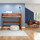 SLAM XL CS : Standard Loft Beds Twin XL High Loft Bed with Straight Ladder on End, Slat, Chestnut