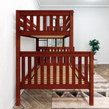 SLANT 1 CS : Staggered Bunk Beds High Twin over Full Bunk Bed with Straight Ladder on end, Slat, Chestnut