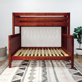 SLANT 1 CS : Staggered Bunk Beds High Twin over Full Bunk Bed with Straight Ladder on end, Slat, Chestnut