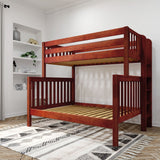 SLANT 1 CS : Staggered Bunk Beds High Twin over Full Bunk Bed with Straight Ladder on end, Slat, Chestnut