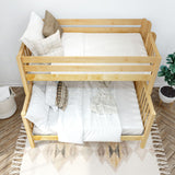 SLANT 1 NS : Staggered Bunk Beds High Twin over Full Bunk Bed with Straight Ladder on end, Slat, Natural