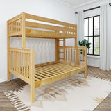 SLANT 1 NS : Staggered Bunk Beds High Twin over Full Bunk Bed with Straight Ladder on end, Slat, Natural