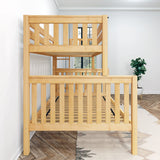 SLANT 1 NS : Staggered Bunk Beds High Twin over Full Bunk Bed with Straight Ladder on end, Slat, Natural