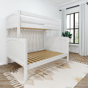 SLANT NS : Bunk Bed Classic High Twin over Full Bunk Bed with Angled Ladder on Front, Natural Birch Slats