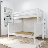 SLANT 1 WP : Staggered Bunk Beds High Twin over Full Bunk Bed with Straight Ladder on end, Panel, White