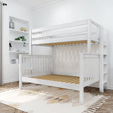 SLANT 1 WS : Staggered Bunk Beds High Twin over Full Bunk Bed with Straight Ladder on end, Slat, White