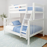 SLANT WS : Bunk Bed Classic High Twin over Full Bunk Bed with Angled Ladder on Front, Classic White Slats