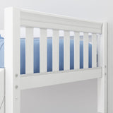 SLANT WS : Bunk Bed Classic High Twin over Full Bunk Bed with Angled Ladder on Front, Classic White Slats