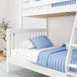 SLANT WS : Bunk Bed Classic High Twin over Full Bunk Bed with Angled Ladder on Front, Classic White Slats