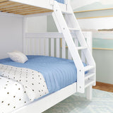 SLANT WS : Bunk Bed Classic High Twin over Full Bunk Bed with Angled Ladder on Front, Classic White Slats