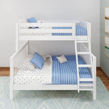 SLANT WS : Bunk Bed Classic High Twin over Full Bunk Bed with Angled Ladder on Front, Classic White Slats