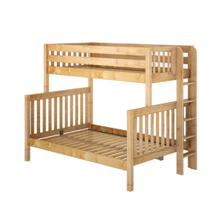 SLANT XL 1 CS : Bunk Bed High Twin/ Full XL Bunk Bed w/ Straight Ladder on end, Slat, Chestnut