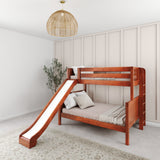 SLICK 1 CP : Play Bunk Beds Twin over Full Medium Bunk Bed with Slide and Straight Ladder on End, Chestnut, Panel