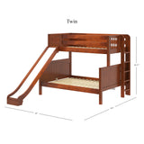 SLICK 1 CP : Play Bunk Beds Twin over Full Medium Bunk Bed with Slide and Straight Ladder on End, Chestnut, Panel