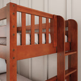 SLICK 1 CS : Play Bunk Beds Twin over Full Medium Bunk Bed with Slide and Straight Ladder on End, Slat, Chestnut