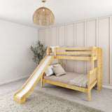 SLICK 1 NP : Play Bunk Beds Twin over Full Medium Bunk Bed with Slide and Straight Ladder on End, Natural, Panel