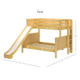 SLICK 1 NP : Play Bunk Beds Twin over Full Medium Bunk Bed with Slide and Straight Ladder on End, Natural, Panel