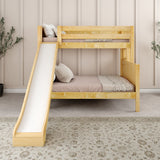 SLICK 1 NP : Play Bunk Beds Twin over Full Medium Bunk Bed with Slide and Straight Ladder on End, Natural, Panel