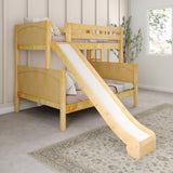 SLICK 1 NP : Play Bunk Beds Twin over Full Medium Bunk Bed with Slide and Straight Ladder on End, Natural, Panel