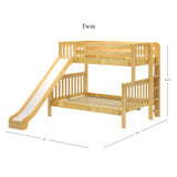 SLICK 1 NS : Play Bunk Beds Twin over Full Medium Bunk Bed with Slide and Straight Ladder on End, Slat, Natural