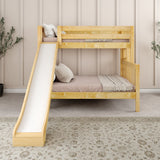 SLICK 1 NS : Play Bunk Beds Twin over Full Medium Bunk Bed with Slide and Straight Ladder on End, Slat, Natural