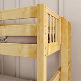 SLICK 1 NS : Play Bunk Beds Twin over Full Medium Bunk Bed with Slide and Straight Ladder on End, Slat, Natural