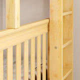 SLICK 1 NS : Play Bunk Beds Twin over Full Medium Bunk Bed with Slide and Straight Ladder on End, Slat, Natural