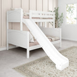 SLICK 1 WP : Play Bunk Beds Twin over Full Medium Bunk Bed with Slide and Straight Ladder on End, White, Panel