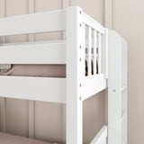 SLICK 1 WP : Play Bunk Beds Twin over Full Medium Bunk Bed with Slide and Straight Ladder on End, White, Panel