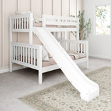 SLICK 1 WS : Play Bunk Beds Twin over Full Medium Bunk Bed with Slide and Straight Ladder on End, Slat, White