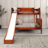 SLICK CP : Play Bunk Beds Twin over Full Medium Bunk Bed with Slide and Angled Ladder on Front, Panel, Chestnut