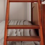 SLICK CP : Play Bunk Beds Twin over Full Medium Bunk Bed with Slide and Angled Ladder on Front, Panel, Chestnut