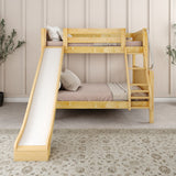 SLICK NP : Play Bunk Beds Twin over Full Medium Bunk Bed with Slide and Angled Ladder on Front, Panel, Natural