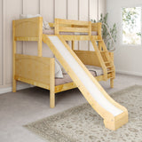 SLICK NP : Play Bunk Beds Twin over Full Medium Bunk Bed with Slide and Angled Ladder on Front, Panel, Natural