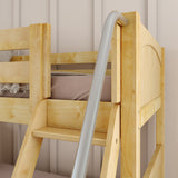 SLICK NP : Play Bunk Beds Twin over Full Medium Bunk Bed with Slide and Angled Ladder on Front, Panel, Natural